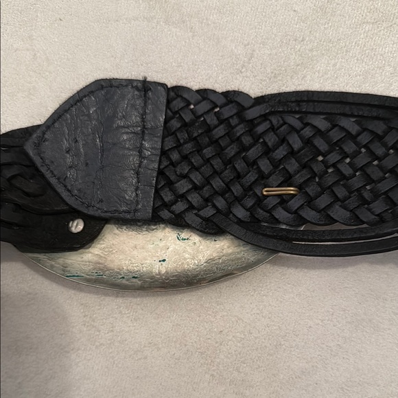 Made Morracco Black Braided Belt with Silver Buckle leather unique - Picture 6 of 11